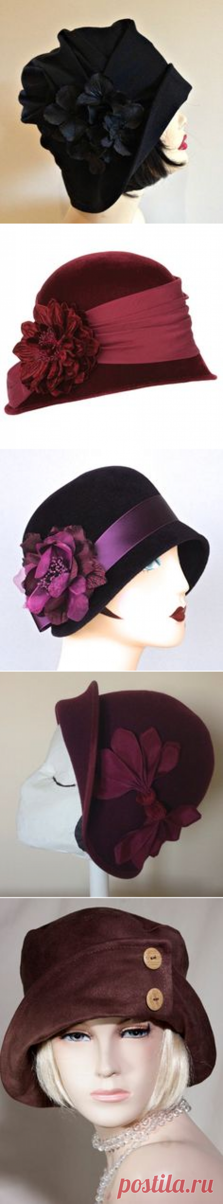 (9) Red Velvet Cloche Hat with Flower Pin, the Alice