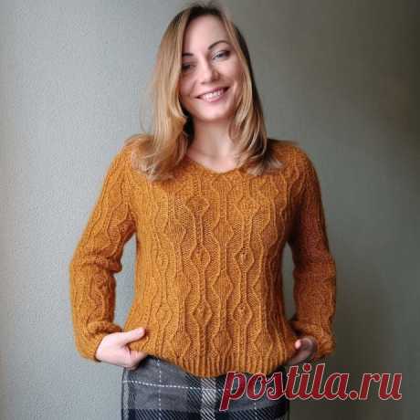 Красивый пуловер спицами
