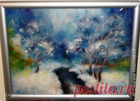 Шерстяная живопись. Зимний пейзаж | Страна Мастеров