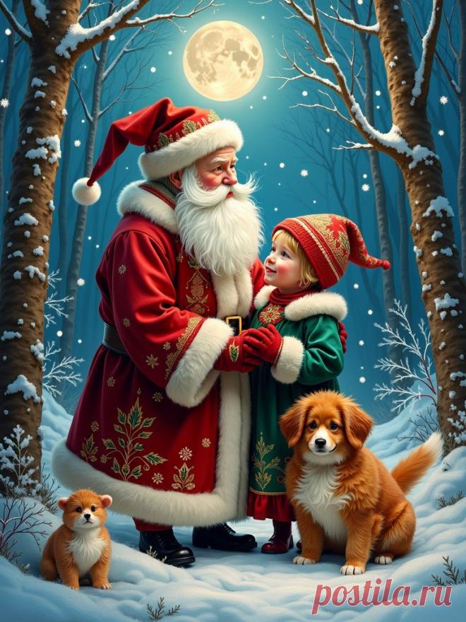 Замороженный Волшебный Лес С Дедом Морозом и Снегурочкой. Картинка из нейросети Flux 1 - Flux.1 примеры промтов - Форум ИИ о нейросетях - Yes Ai