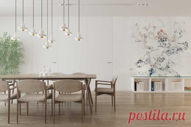 Романтичный дизайн интерьера Dreaming of light созданный нашей студией для молодой пары.
Квартира построена в стиле open space, что подразумевает свободное открытое пространство.
Благодаря панорамным окнам создавался прекрасный вид из окна, а светлые тона в интерьере создают ощущение легкости и воздушности.
Стены предложили оформить авторской росписью, в ярко зеленых тонах, что добавило свежести дизайну.
Подчеркнуть особенности интерьера решили с помощью авторской мебели.