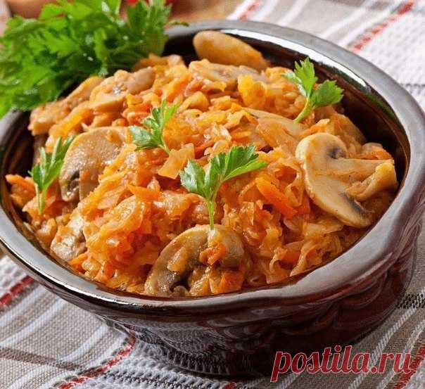 Тушёная капуста с грибами, как готовит моя мама!