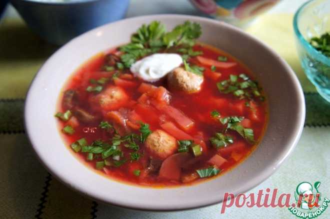 Борщ с шампиньонами и кабачками Кулинарный рецепт