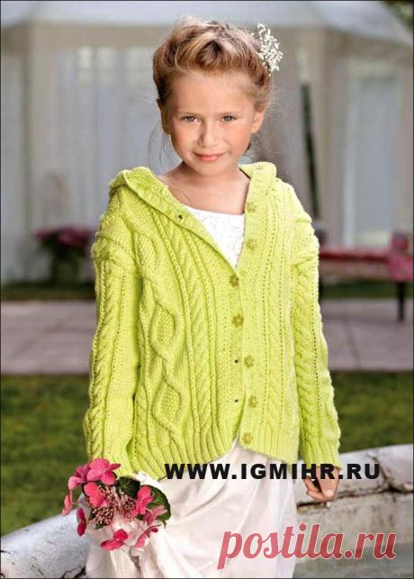 Выразительные узоры для детской одежды. Жакет для девочки 4-13 лет. Спицы