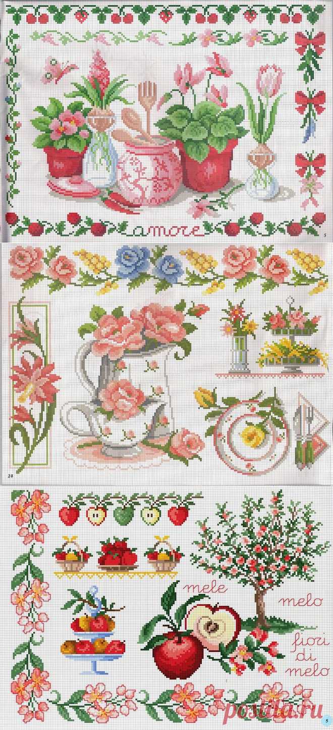 Схемы для вышивок крестиком (ягодки-цветочки).