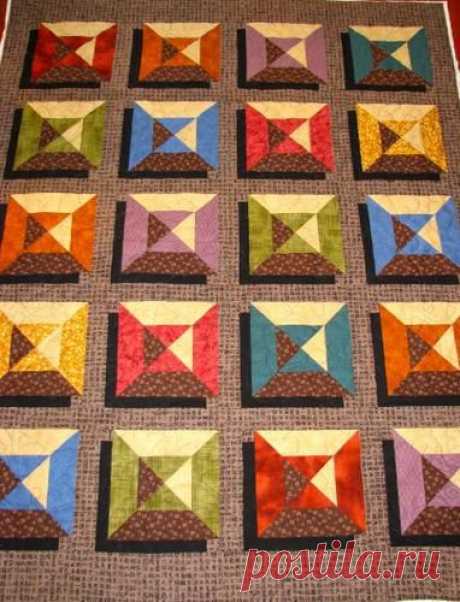 Karen's Square Shadow Quilt | пэчворк покрывало лоскутное