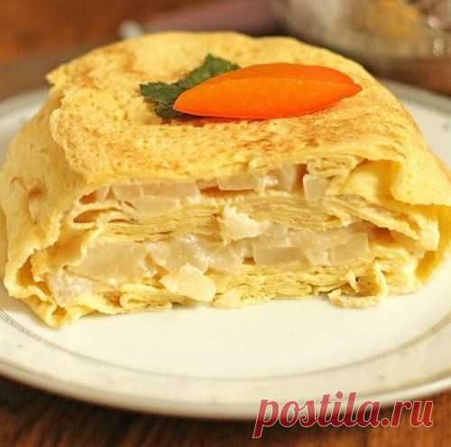 Блинный пирог с грушами