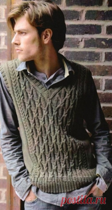 ​Мужской жилет с косами спицами Мужской жилет с косами спицамиРазмеры жилета: S/M/L/XL/XXL/XXXLВам потребуется: 400/450/500/500/550/600 г зелёной (serpolet)&nbsp;пряжи Bergere de France Berlaine (100% шерсти, 90 м/50 г); спицы № 3 и № 3,5.
Узор для вязания мужского жилета спицамиРезинка 2/2: попеременно 2 лиц., 2...
