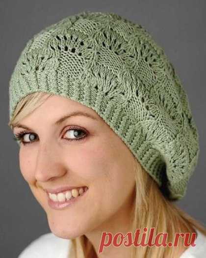 Ажурный берет спицами