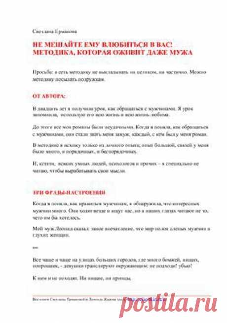 Ермакова Светлана. Не мешайте ему влюбиться в Вас Методика, которая оживит даже мужа Скачать бесплатно