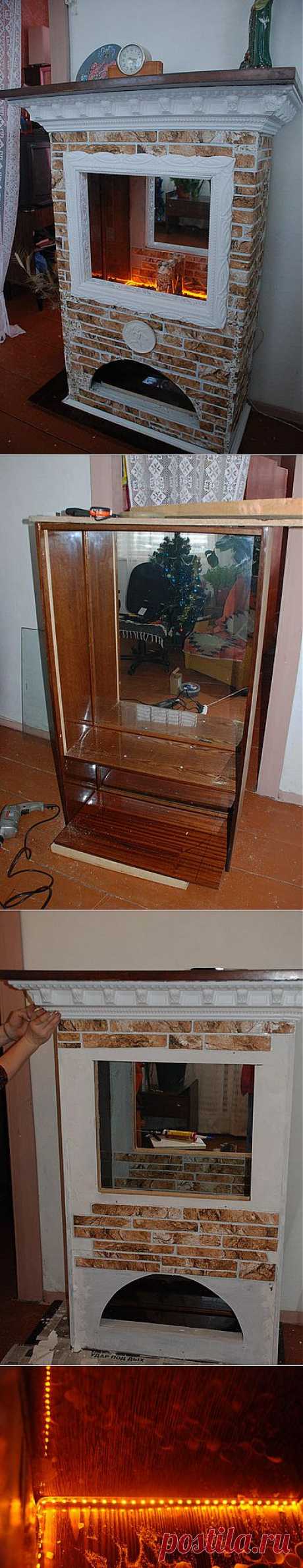 Превращение старого серванта в фальш-камин | Самоделкино