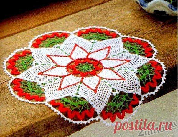 Цветная салфетка крючком — Две нитки