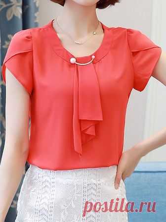 Specifications Product Name: Round Neck Beading Plain Petal Sleeve Blouse Weight: 146(g) Sleeve Type: Petal Sleeve Package Included: Top / 1 Collar&neckline: Round Neck Sleeve: Short Sleeve Material: Chiffon Pattern Type: Plain Occasion: Date / Office Season: Summer Size chart as a reference: Shoulder Length Bust s Inchcm 1333 2461 3486 m Inchcm 1334 2462 3590 l Inchcm 1435 2563 3794 xl Inchcm 1436 2564 3998 xxl Inchcm 1537 2665 40102 More Pictures