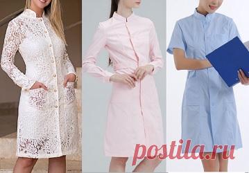 Платье халат с воротником стойкой