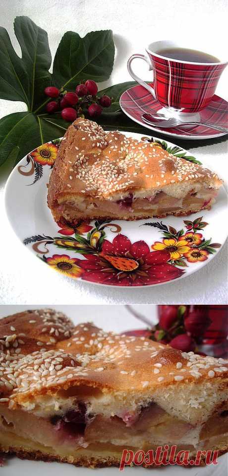 Полу-пай с яблоками, бананами и клюквой с шоколадом.. Рецепт c фото, мы подскажем, как приготовить!