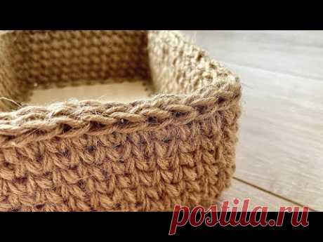 Корзина с деревянным дном. Идеально ровные углы! how to tie straight corners with a hook