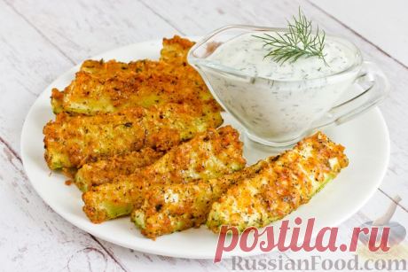 Рецепт: Кабачки, запечённые в сырно-пряной панировке на RussianFood.com