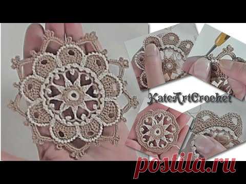 Вяжем цветок в тунисской технике для ирландского кружева. Irish Crochet & Tunisian Crochet.