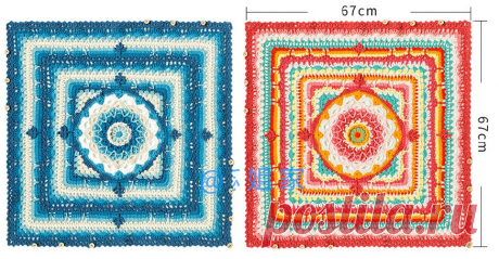Плед и подушка «Мандала» крючком. Схема