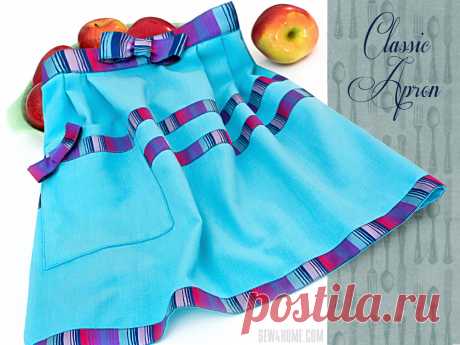 Tailored Linen and Ribbon Half Apron - Sew4Home