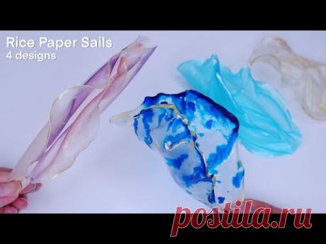 Rice Paper Sails Cake Topper Tutorial | 4 ways to make rice paper cake decorations