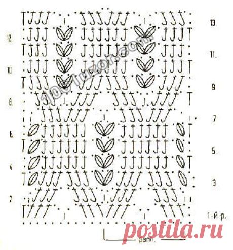Потрясающий узор "Колосья". Схема