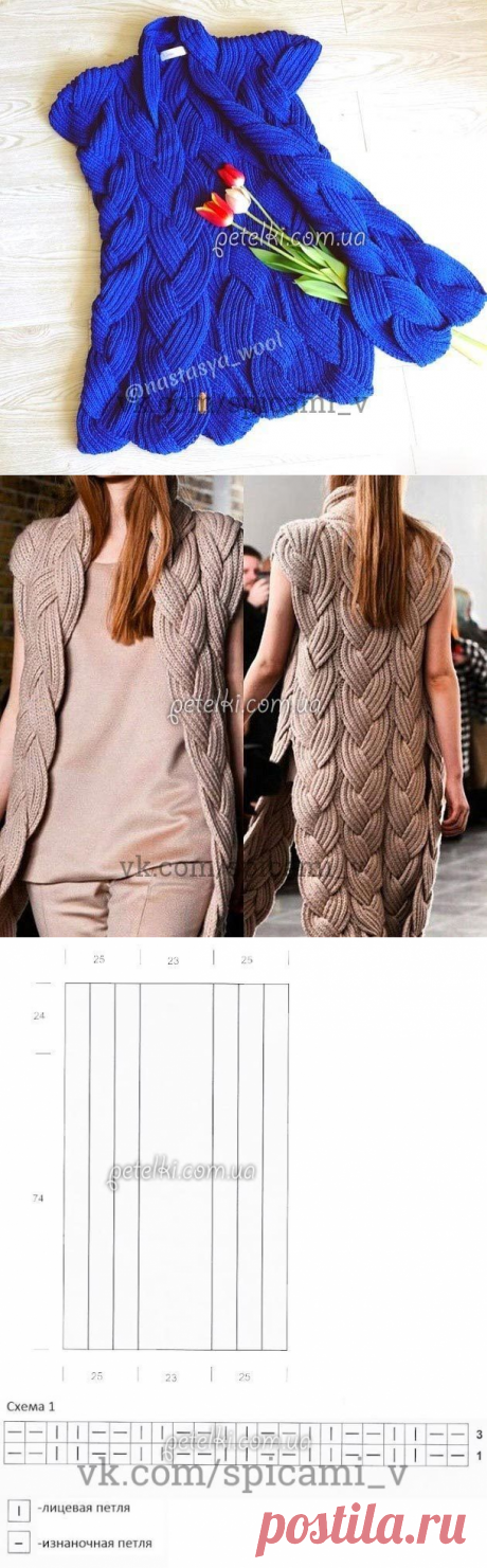 ​Роскошный кардиган из переплетённых кос — DIYIdeas
