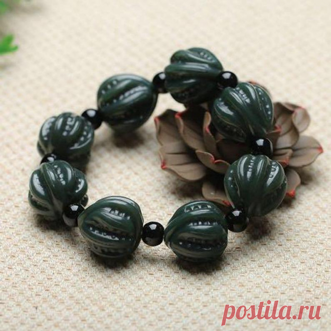 Hetian Qingyu Walnut Men's Bracelet Ink Wax Beaded | Etsy