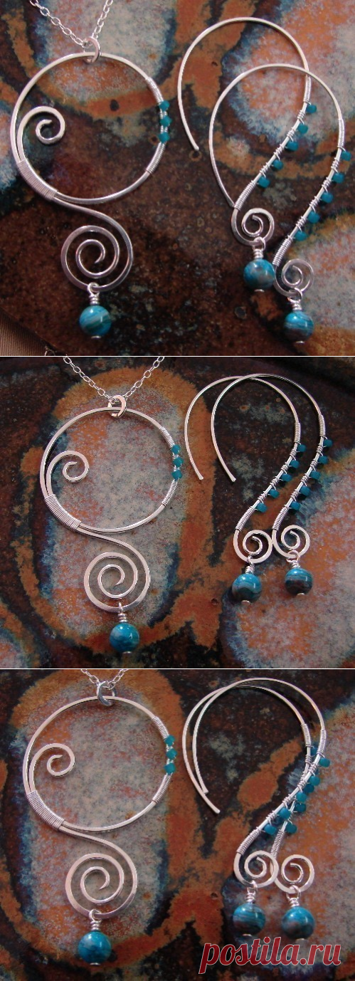 A Sterling Silver Necklace Earring Set от StrungOutDesigns на Etsy