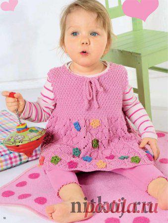 Розовый гарнитур с цветочками (детское платье спицами, а также вязание жакета, шапочки и пинеток) » Ниткой - вязаные вещи для вашего дома, вязание крючком, вязание спицами, схемы вязания
