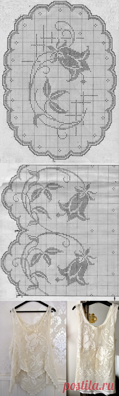 Топы филейным вязанием