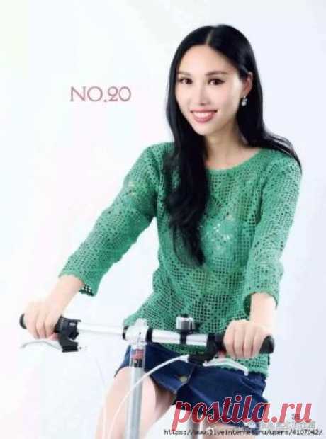 АЖУРНЫЙ ДЖЕМПЕР - МЕДУЗА С "АНАНАСОВЫМ" ЦЕНТРОМ.