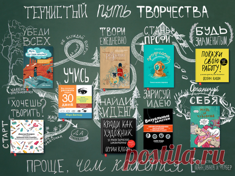 Книги, которые помогут на тернистом пути творчества Если в шутку перефразировать известную цитату, то можно сказать так:«Все творческие люди счастливы одинаково. Все не творческие — несчастливы по-своему». Мы знаем, как повысить уровень счастья и для тех, и для других! Именно поэтому мы выбрали книги, которые помогут не только начать творить и подарят вдохновение, но и расскажут о многих важных деталях: например, творческой самоорганизации. Полезного чтения —