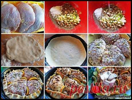 Курица, запечённая в съедобной тарелке