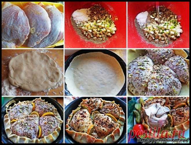 Курица, запечённая в съедобной тарелке