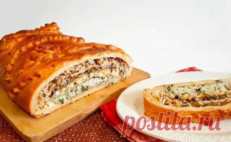 Великая Кулебяка на пост. Слоями прячем внутри грибы и красную рыбу - Будет вкусно - Социальная сеть "МТ.RU"