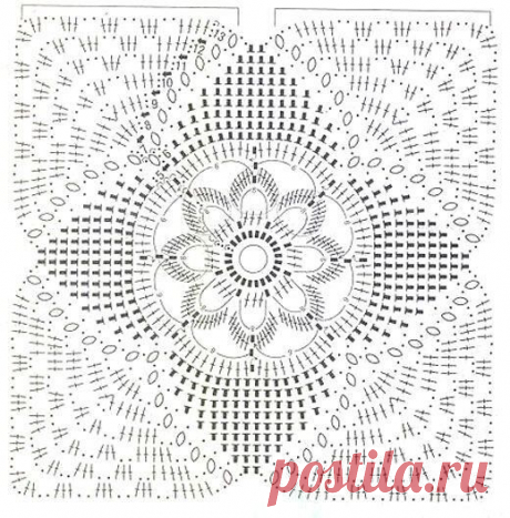 Красивое покрывало из квадратных мотивов