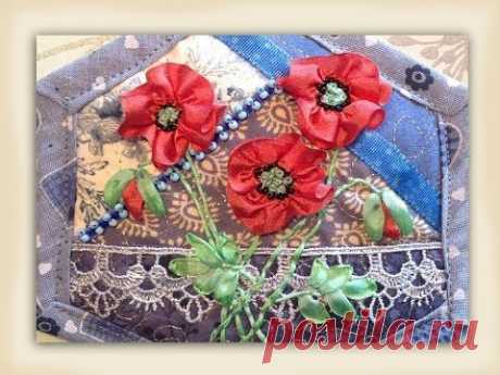 how to make silk ribbon embroidery field poppy flowers