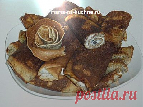 Маковые блинчики с творогом и черносливом