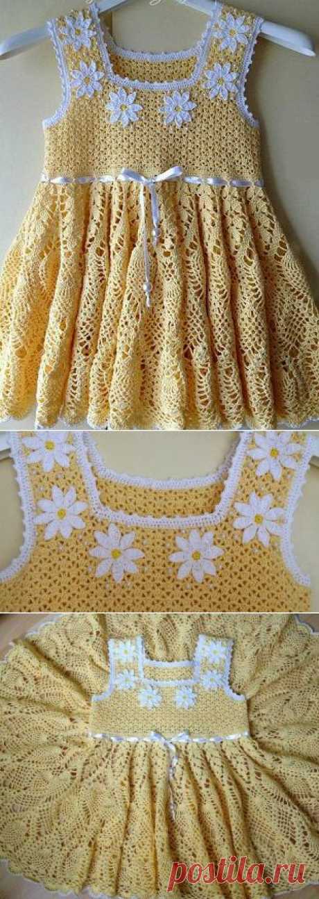 Как связать платье для девочки крючком