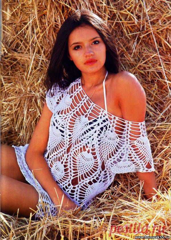 Ажурный топ с узором ананасы | «Хомяк55.ру» сайт о вязании