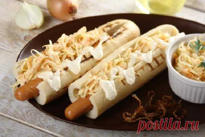 Хот-дог с капустой и морковкой – пошаговый рецепт с фото.