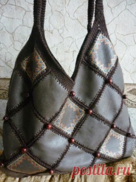 Оригинальный кожаный жилет.Вяжем эксклюзивную вещь. - Ярмарка Мастеров - ручная работа, handmade