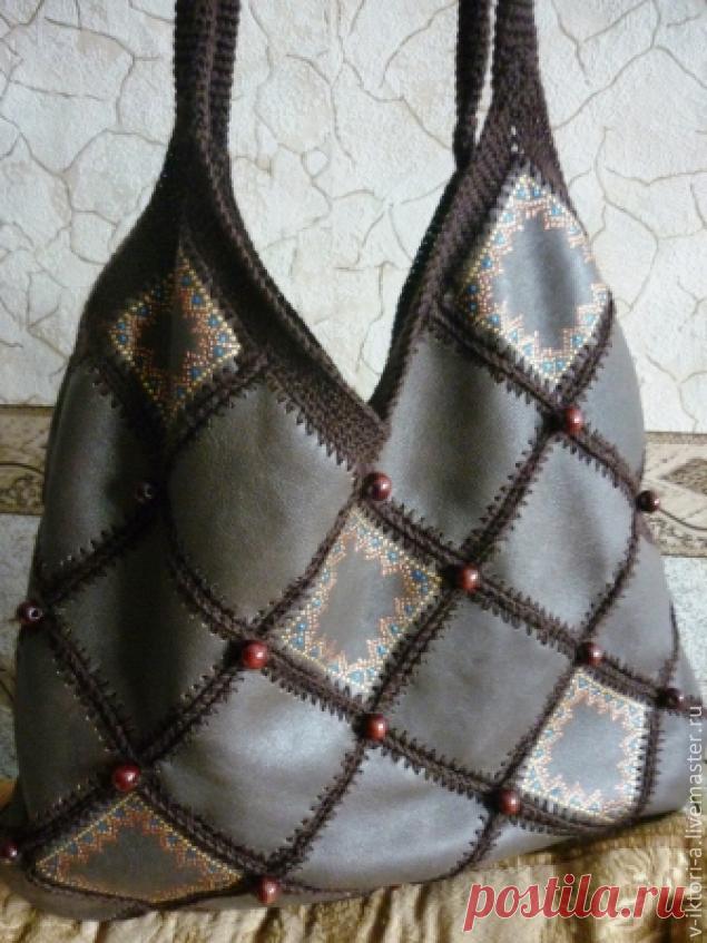 Оригинальный кожаный жилет.Вяжем эксклюзивную вещь. - Ярмарка Мастеров - ручная работа, handmade