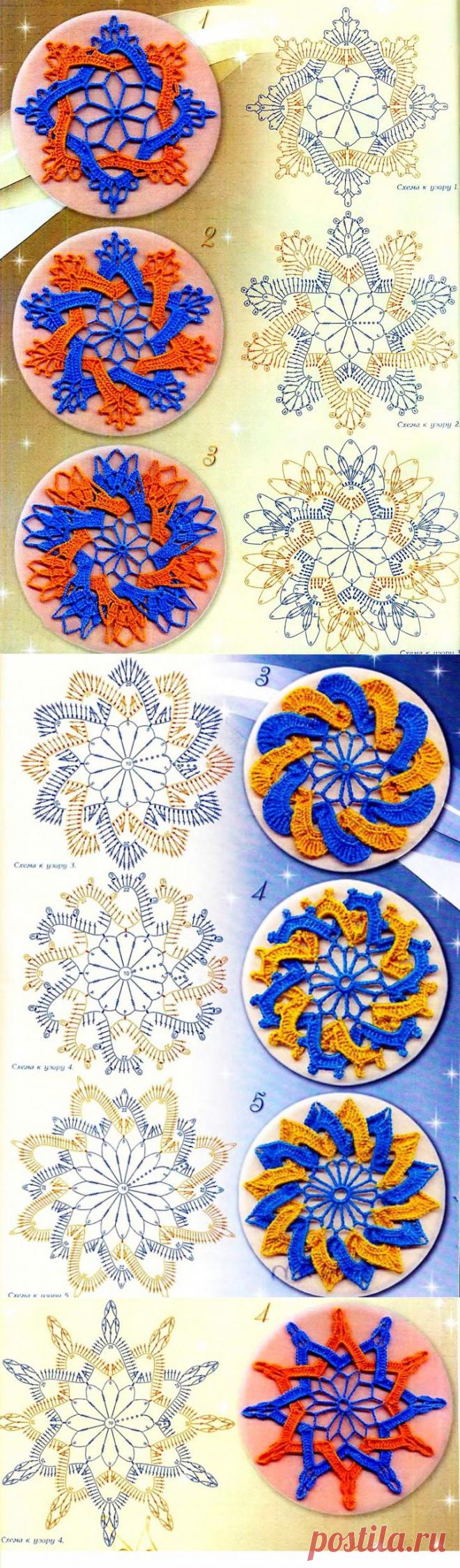 Двухцветные узоры крючком. | KnitArt.ru
