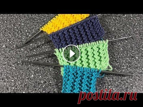 Узоры спицами. Французская объемная резинка. Одно и двухсторонняя Красивый объёмный узор «Французская резинка»». Рапорт узора состоит из 3-х петель и 2-х рядов. Для образца набираем количество петель кратное 3+1 петл...