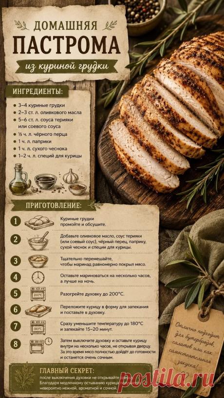 Домашняя пастрома из куриной грудки