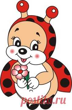 Ladybug Girl Holding Flower