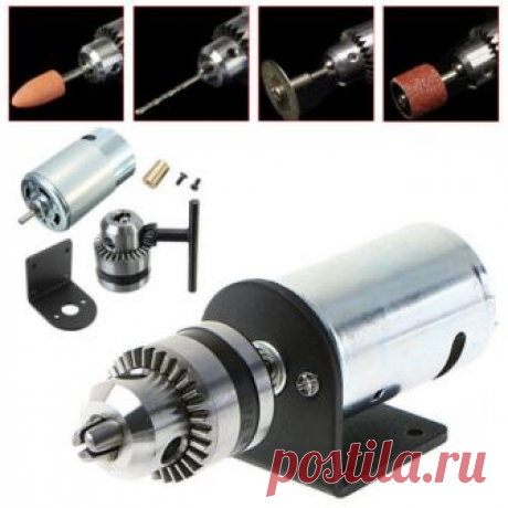 Mini Hand Drill DIY Lathe Press 555 Motor w/ 1/8" Chuck+ Mounting Bracket 12-36V 665226959596 | eBay