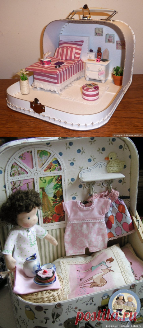 Небольшая подборка домиков в шкатулках и чемоданчиках / Кукольный домик своими руками, как сделать / Бэйбики. Куклы фото. Одежда для кукол